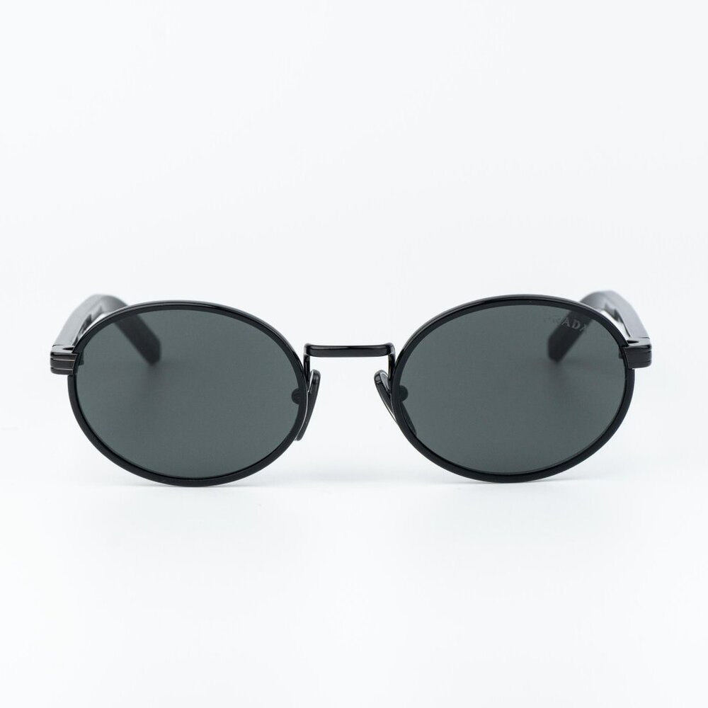Prada Men Sunglasses Black Grey Oval PRB56S AAV08Z NEW AUTHENTIC